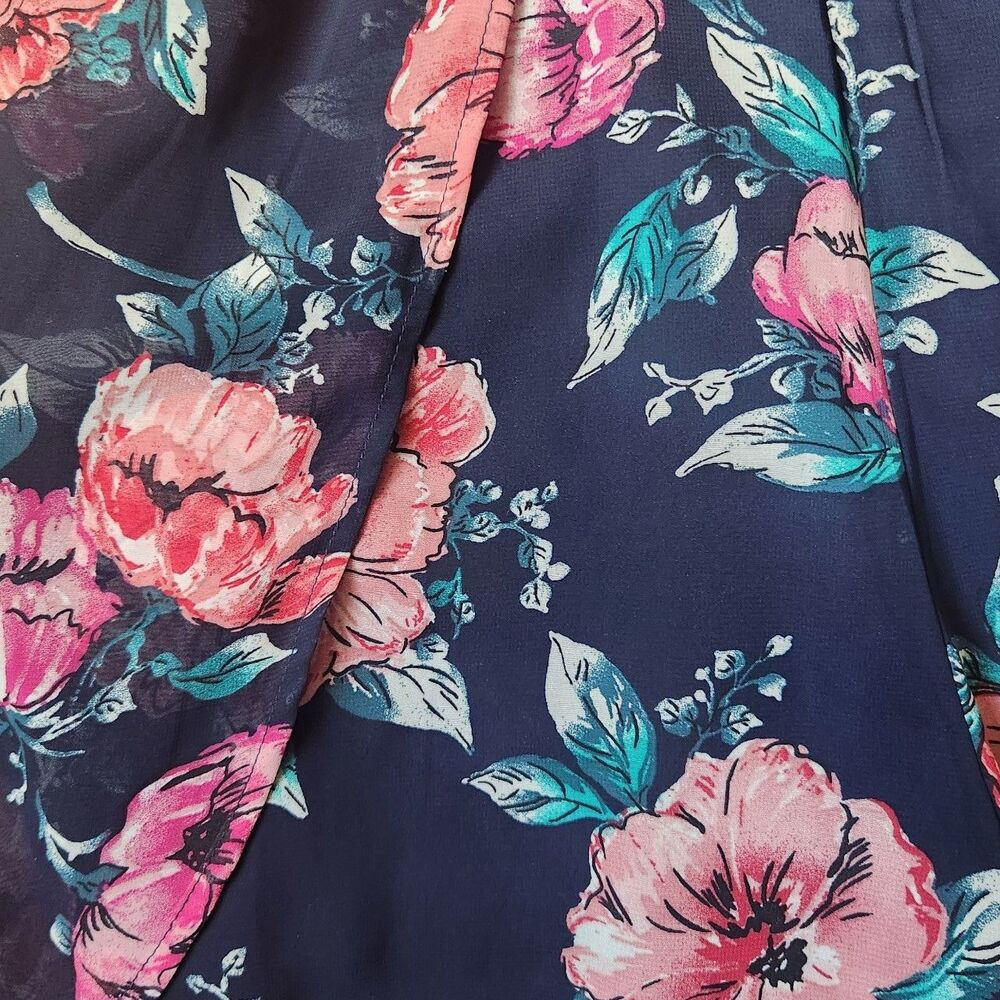Xhilaration Navy Floral Flowy Romper, Medium - Picture 3 of 9